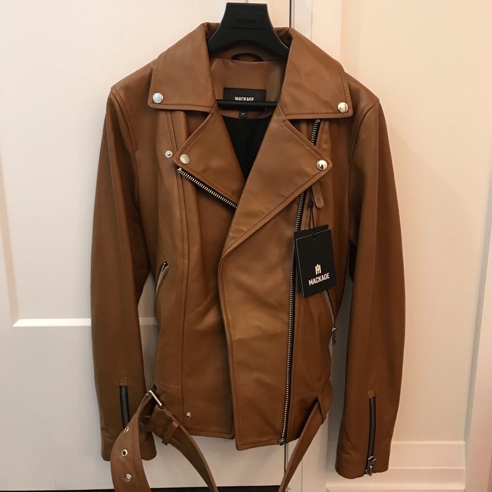 MACKAGE NWT KYLIE LEATHER JACKET CAMEL S - Picture 1 of 1